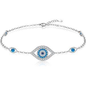 Evil Eye Bracelets 925 Sterling Silver Blue Evil Eye Bracelet for Women Greek Da